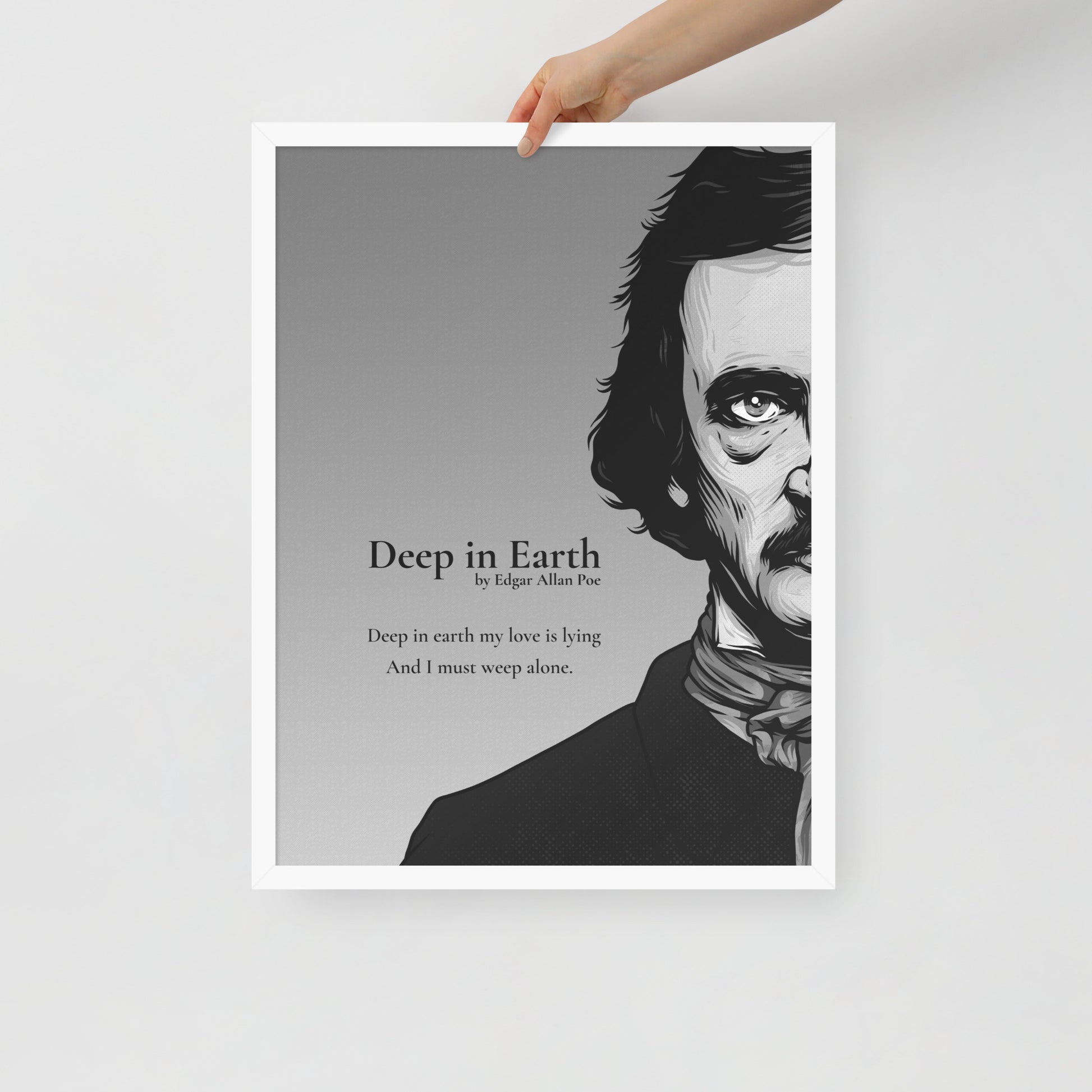 Edgar Allan Poe's 'Deep in Earth' Framed Matted Poster - 18 x 24 White Frame