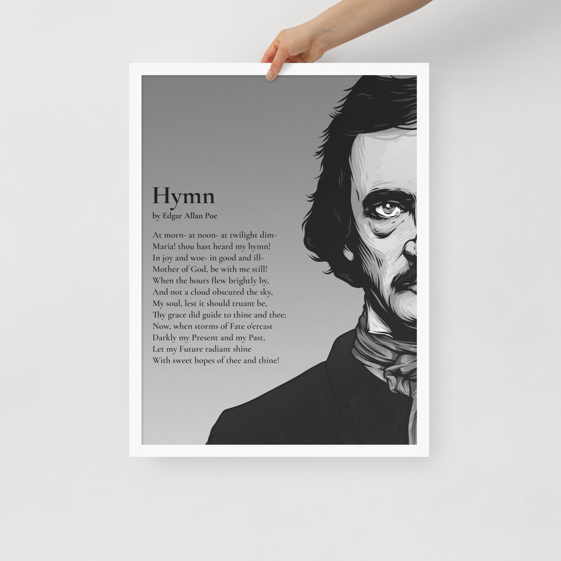 Edgar Allan Poe's 'Hymn' Framed Matted Poster - 18 x 24 White Frame