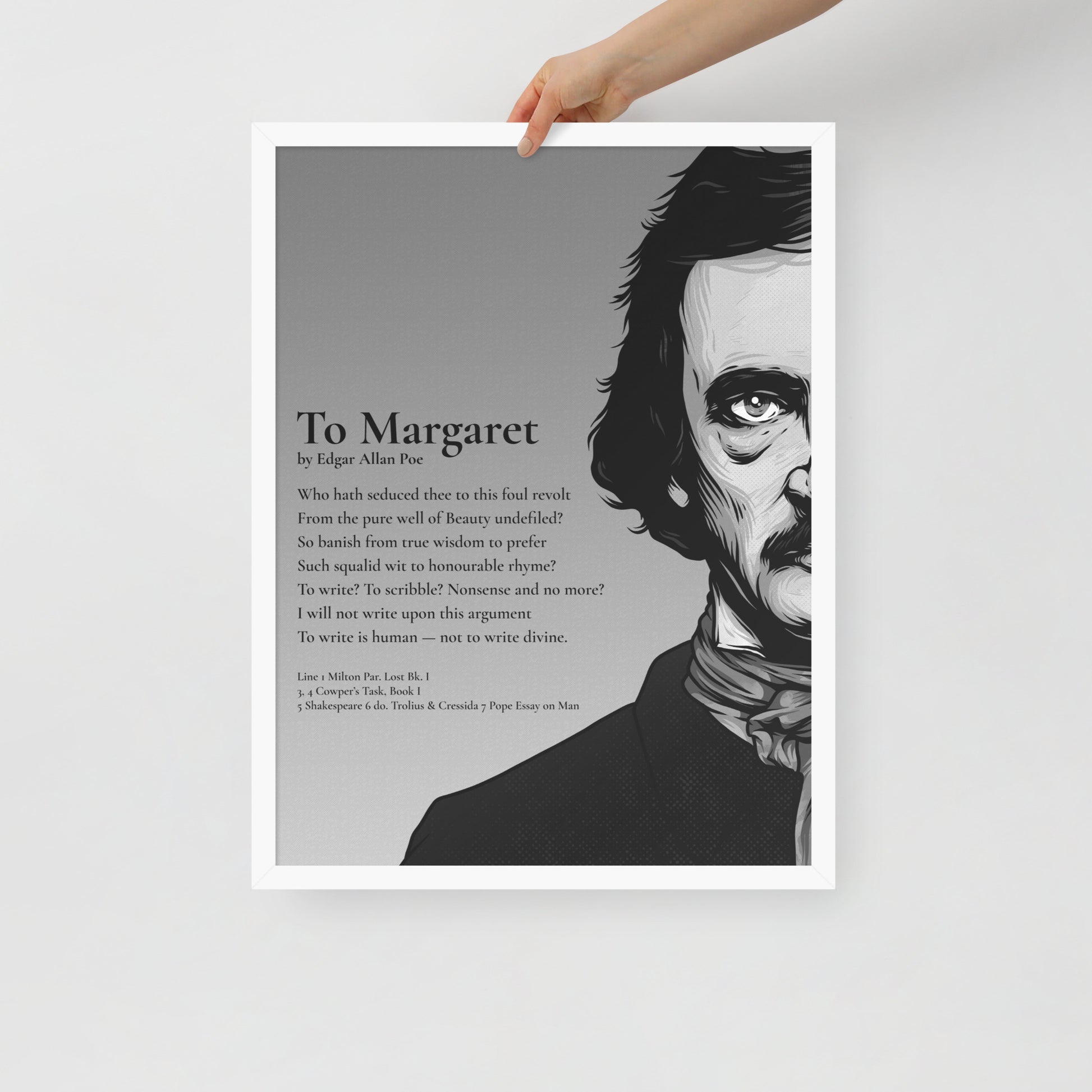 Edgar Allan Poe's 'To Margaret' Framed Matted Poster - 18 x 24 White Frame