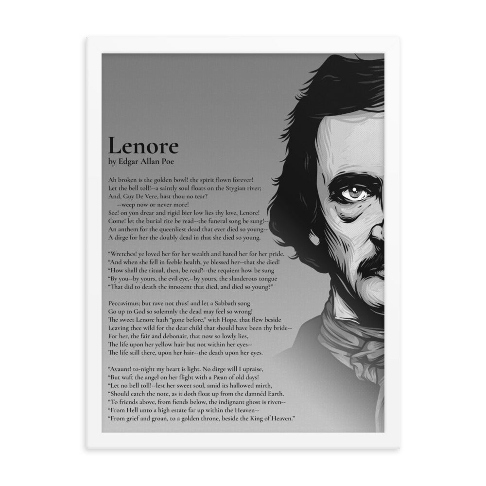 Edgar Allan Poe's 'Lenore' Framed Matted Poster - 18 x 24 White Frame