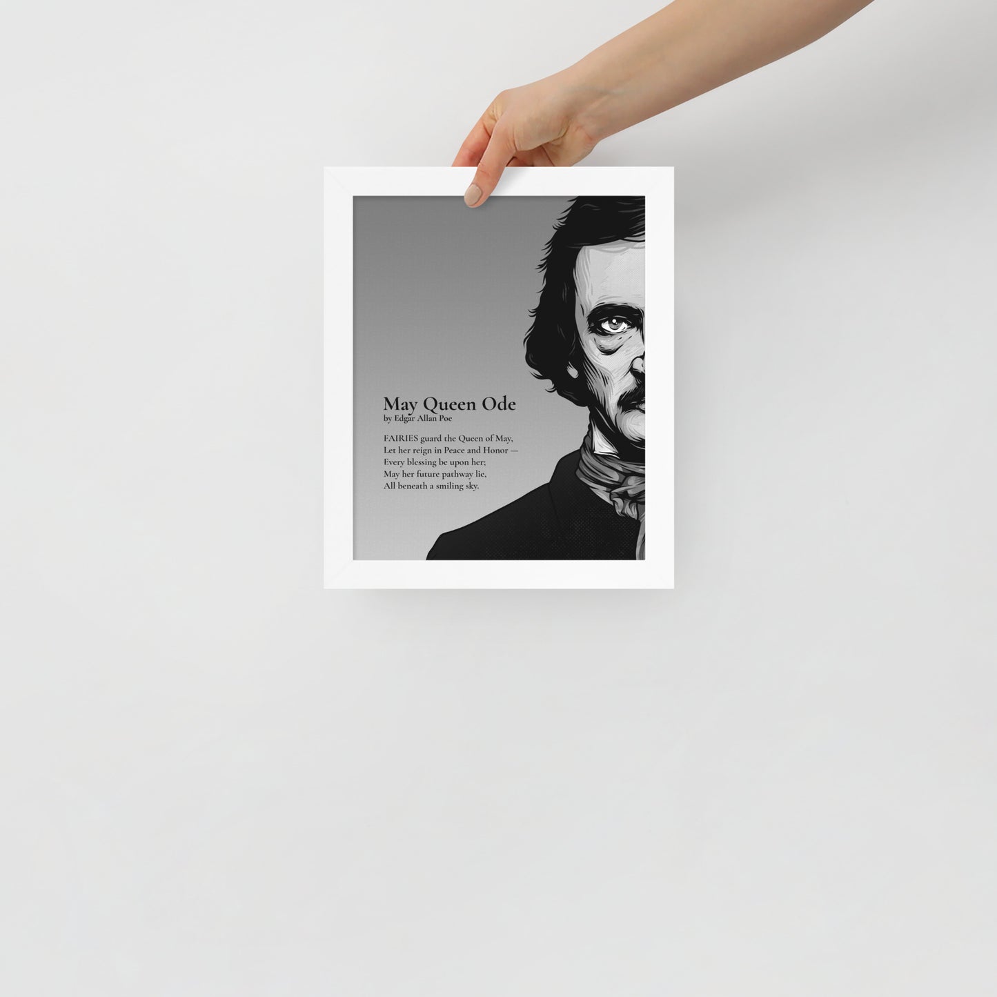 Edgar Allan Poe's 'May Queen Ode' Framed Matted Poster - 8 x 10 White Frame