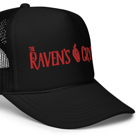 The Raven's Crypt Red Logo - Foam trucker hat - Black Hat Red Logo