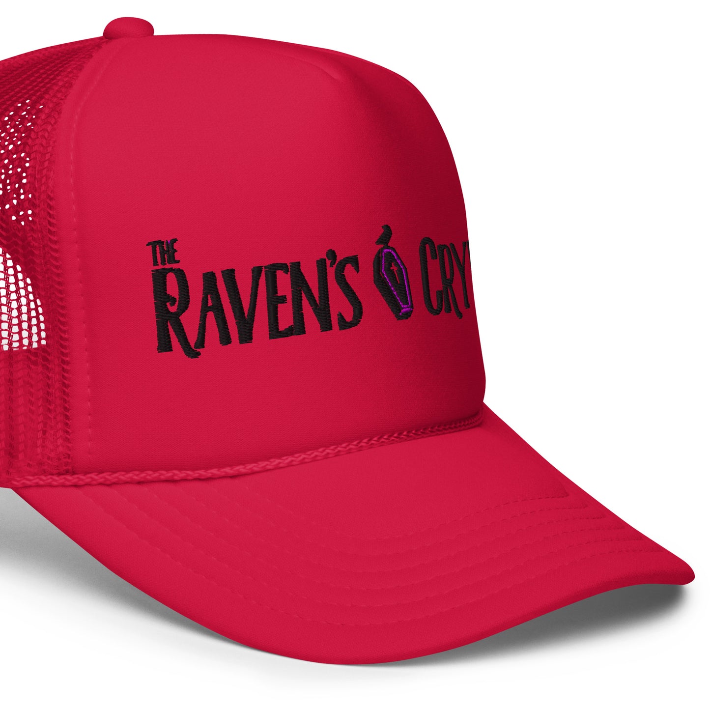 The Raven's Crypt Black Logo - Foam trucker hat - Red Hat Black Logo