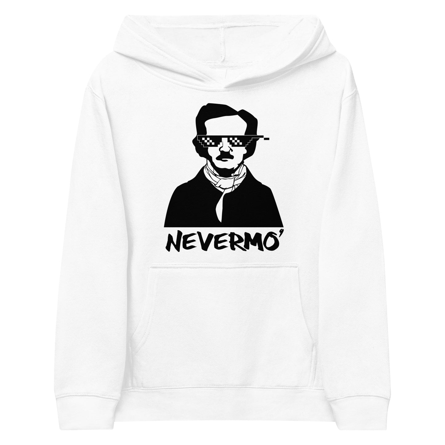 Kids Edgar Allan Poe "Nevermo" fleece hoodie - White Front