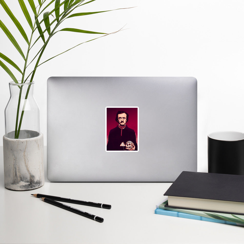 Edgar Allan Poe illustration sticker for laptops, notebooks, and more