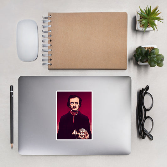 Edgar Allan Poe illustration sticker for laptops, notebooks, and more