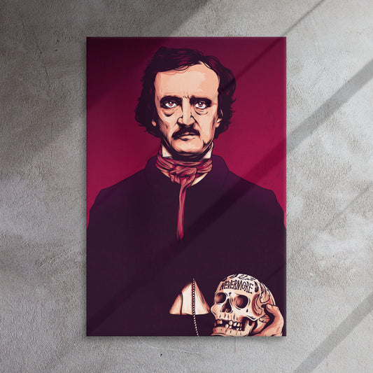 Edgar Allan Poe illustration on thin canvas wall art