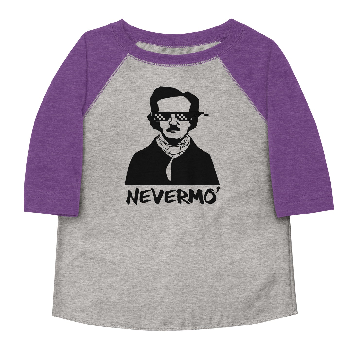 Edgar Allan Poe "Nevermo" Toddler baseball shirt - Vintage Heather Vintage Purple Front