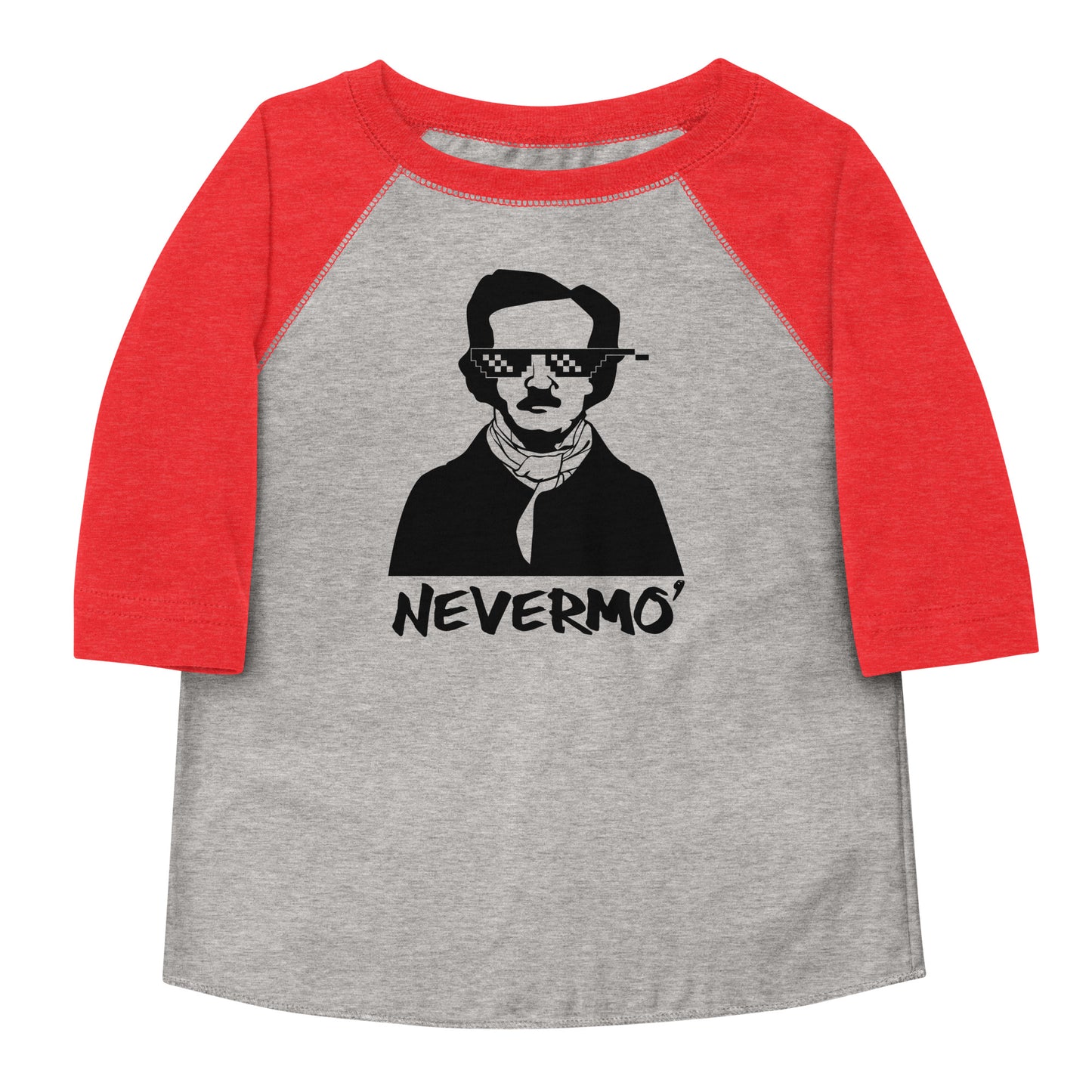 Edgar Allan Poe "Nevermo" Toddler baseball shirt - Vintage Heather Vintage Red Front