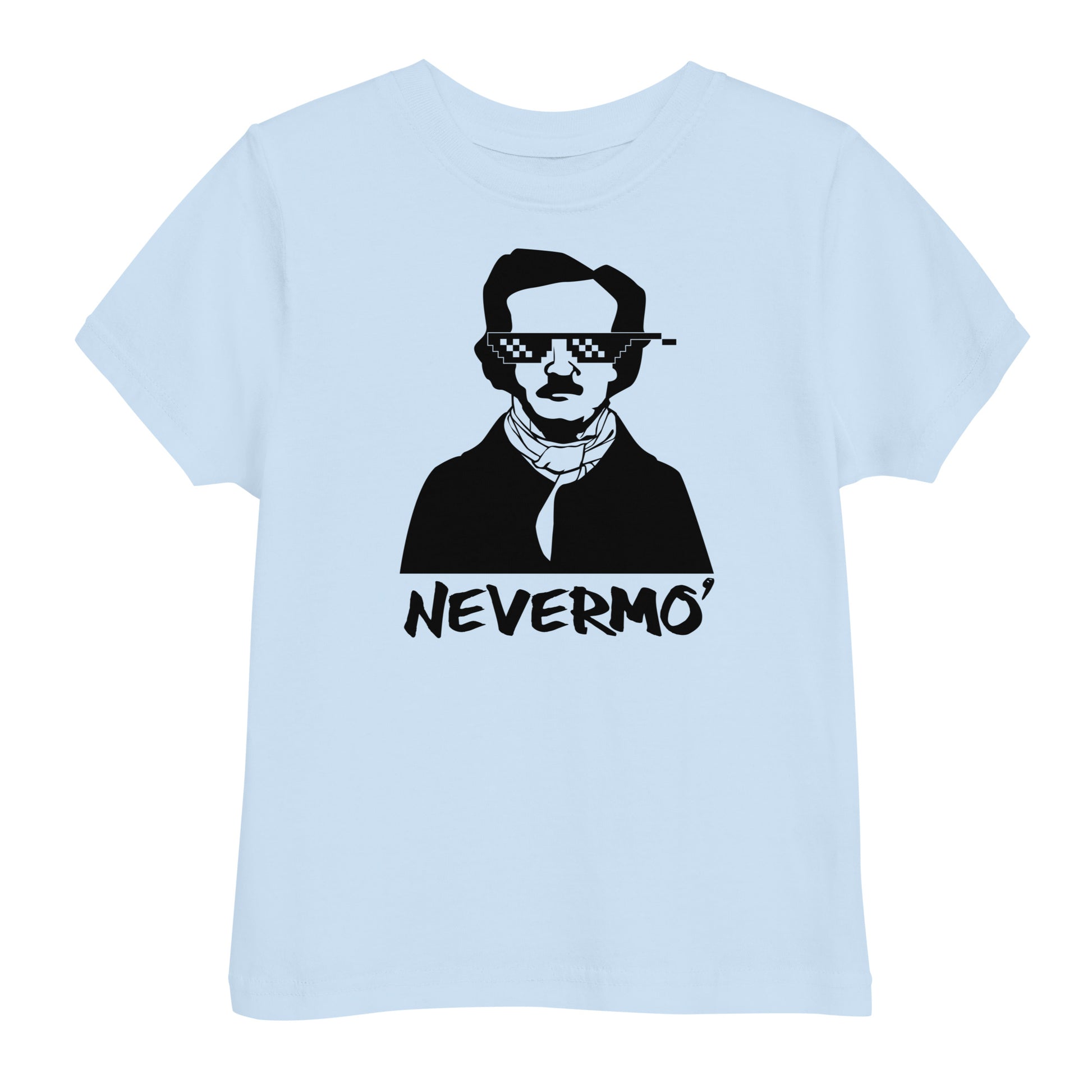 Toddler Edgar Allan Poe "Nevermo" jersey t-shirt - Light Blue Front