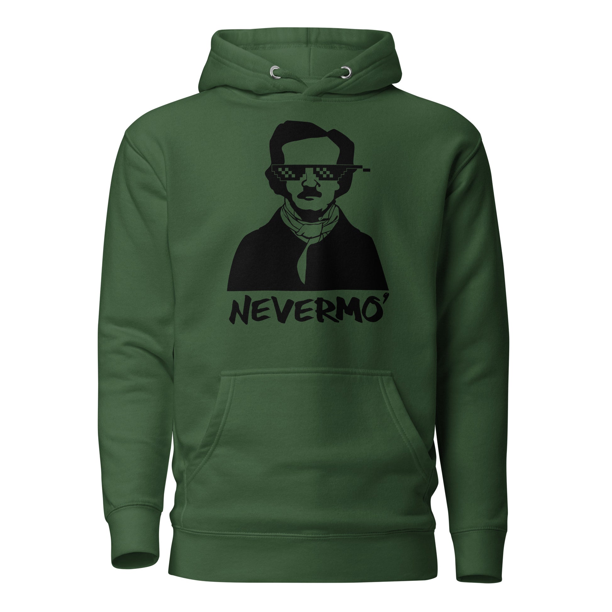 Men's Edgar Allan Poe "Nevermo" Hoodie - Forest Green Front
