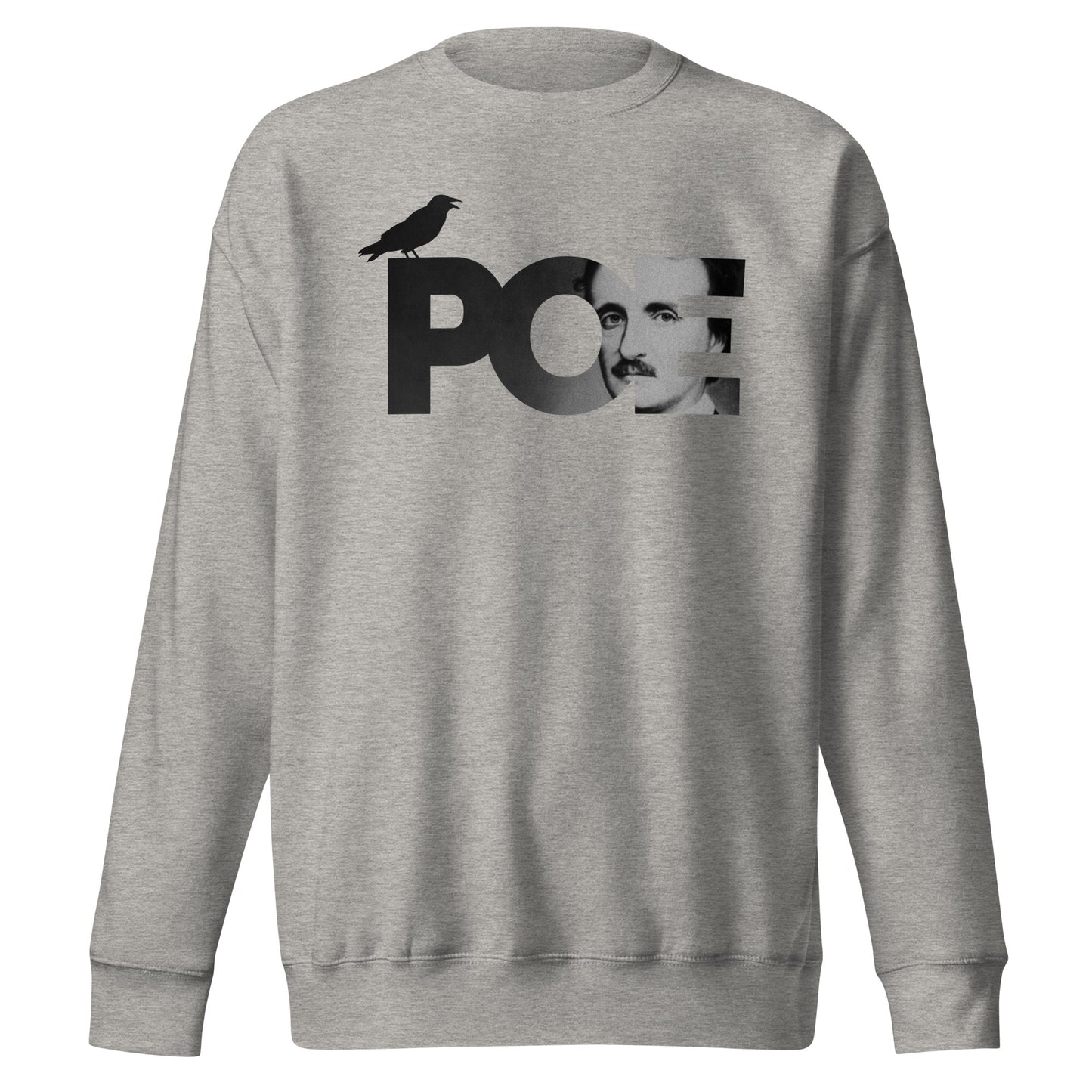 Men's Edgar Allan Poe "Poe" Unisex Premium Sweatshirt - Carbon Grey Front