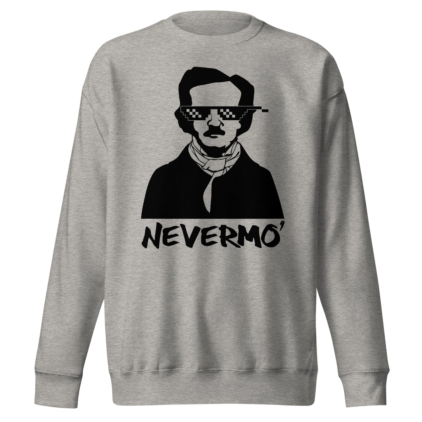 Men's Edgar Allan Poe "Nevermo" Unisex Premium Sweatshirt - Carbon Grey Front