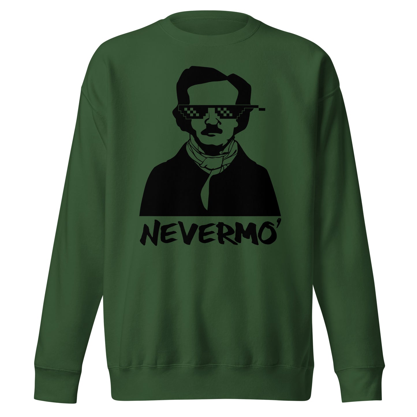 Men's Edgar Allan Poe "Nevermo" Unisex Premium Sweatshirt - Forest Green Front
