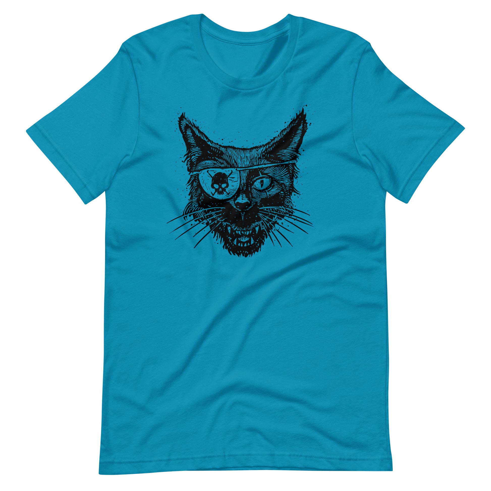 Cat Skull Eye Black - Men's t-shirt - Aqua Front
