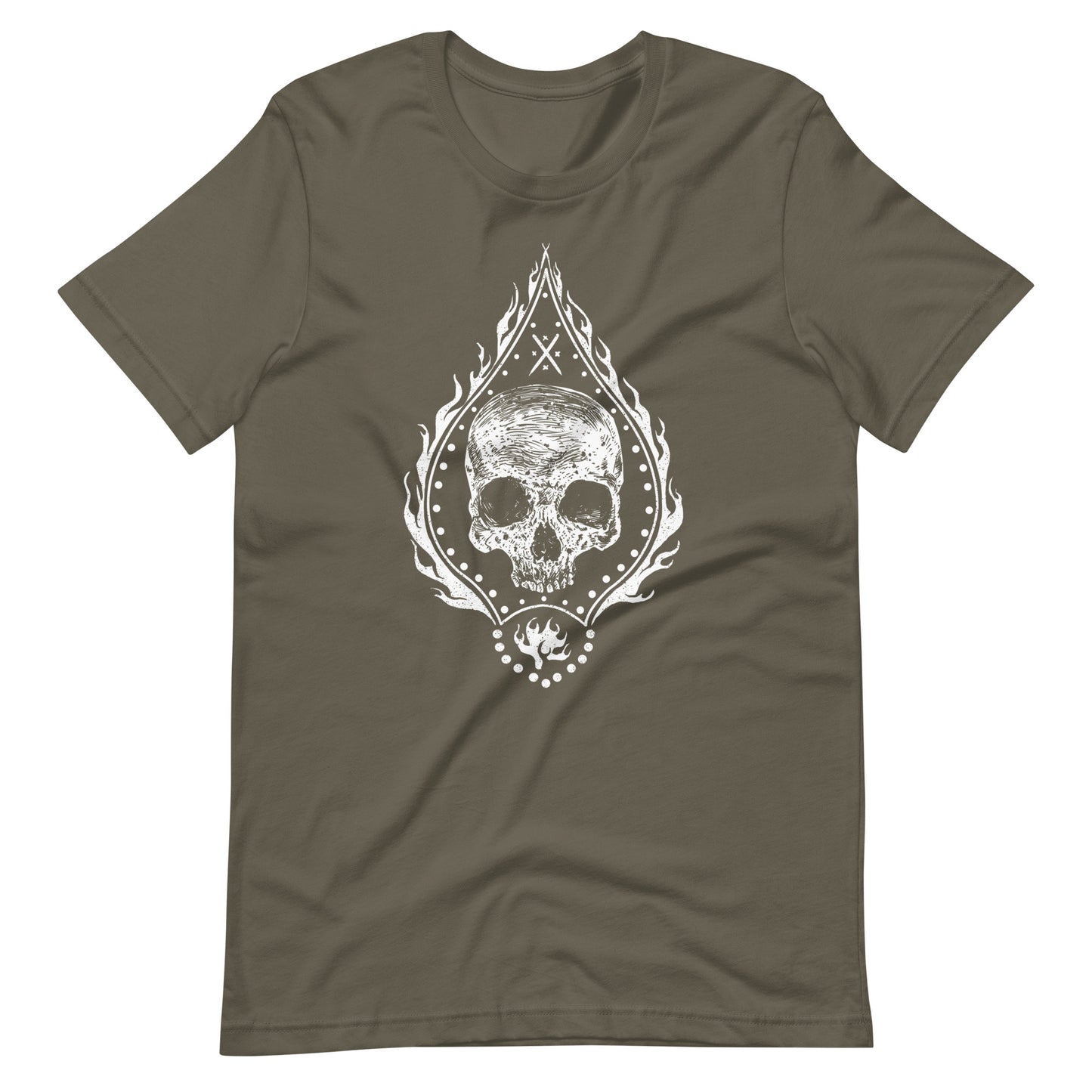 Fire Skull White - Men's t-shirt - Army Front