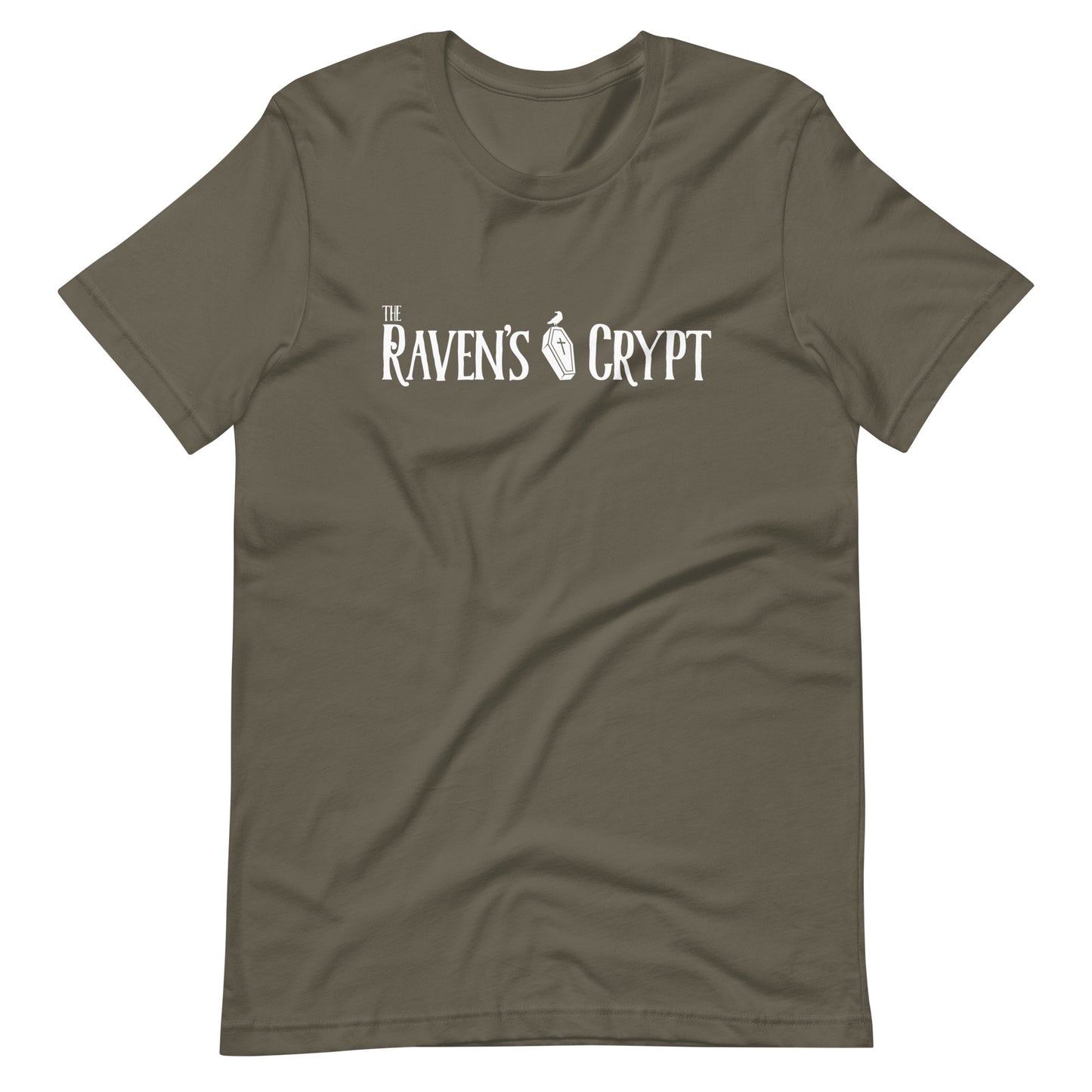 The Raven's Crypt White Logo - Unisex t-shirt - Army Front