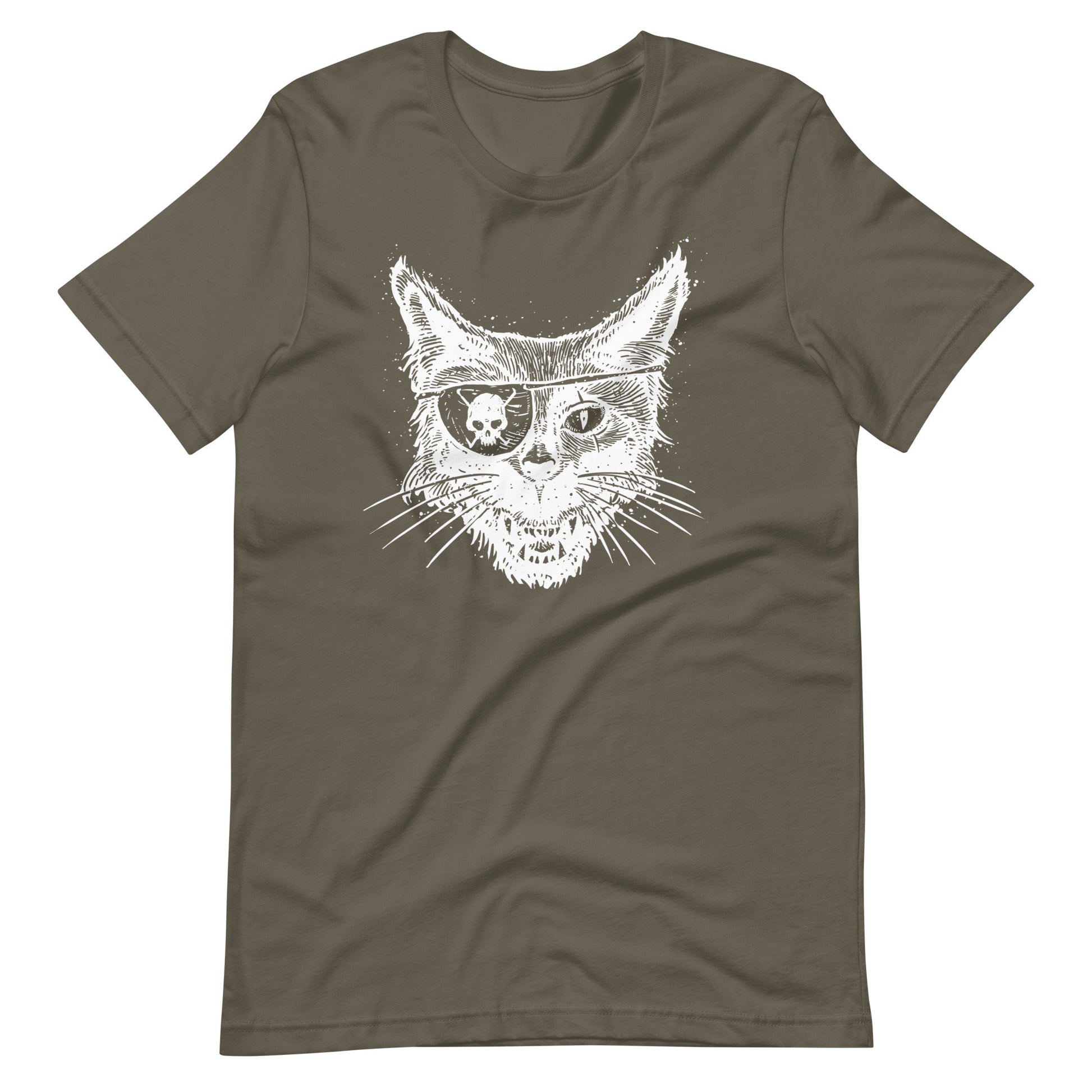 Cat Skull Eye White - Unisex t-shirt - Army Front