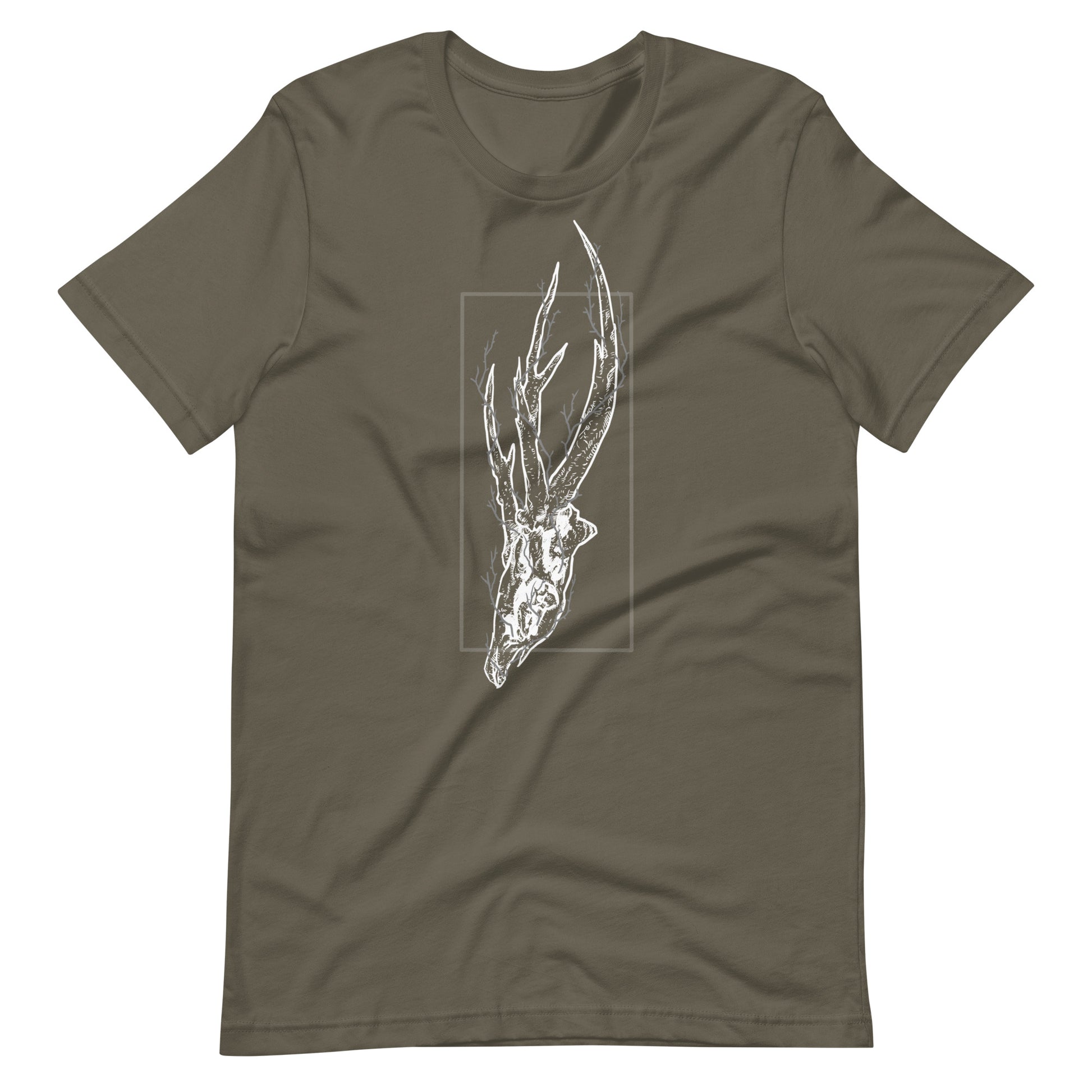 Deer Skull Tree White - Men's t-shirt - Army Front
