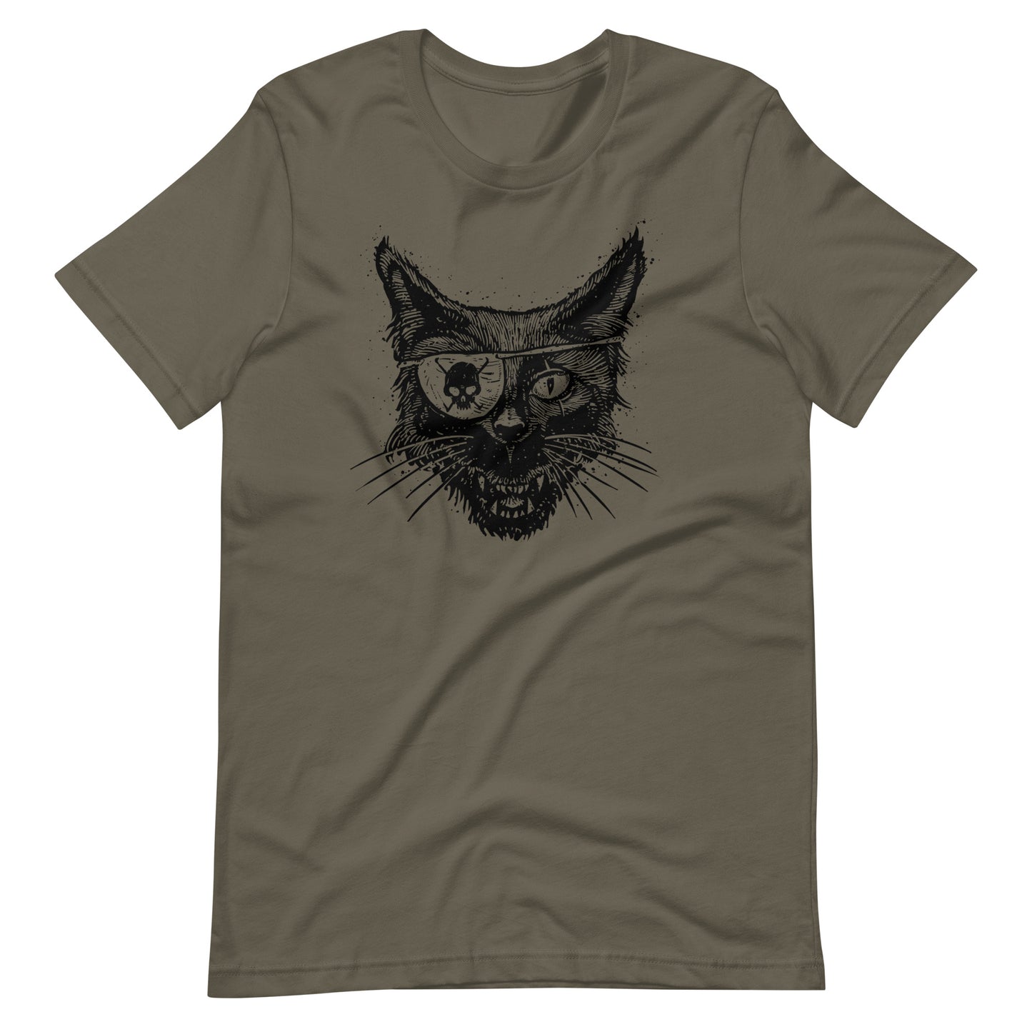 Cat Skull Eye Black - Men's t-shirt - Army Front