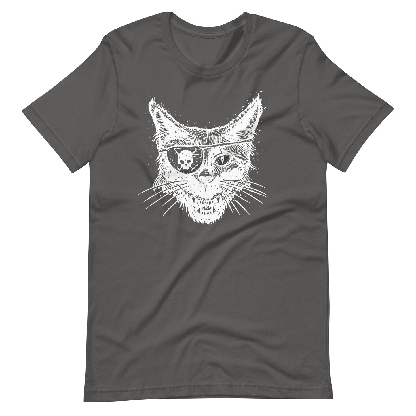 Cat Skull Eye White - Unisex t-shirt - Asphalt Front