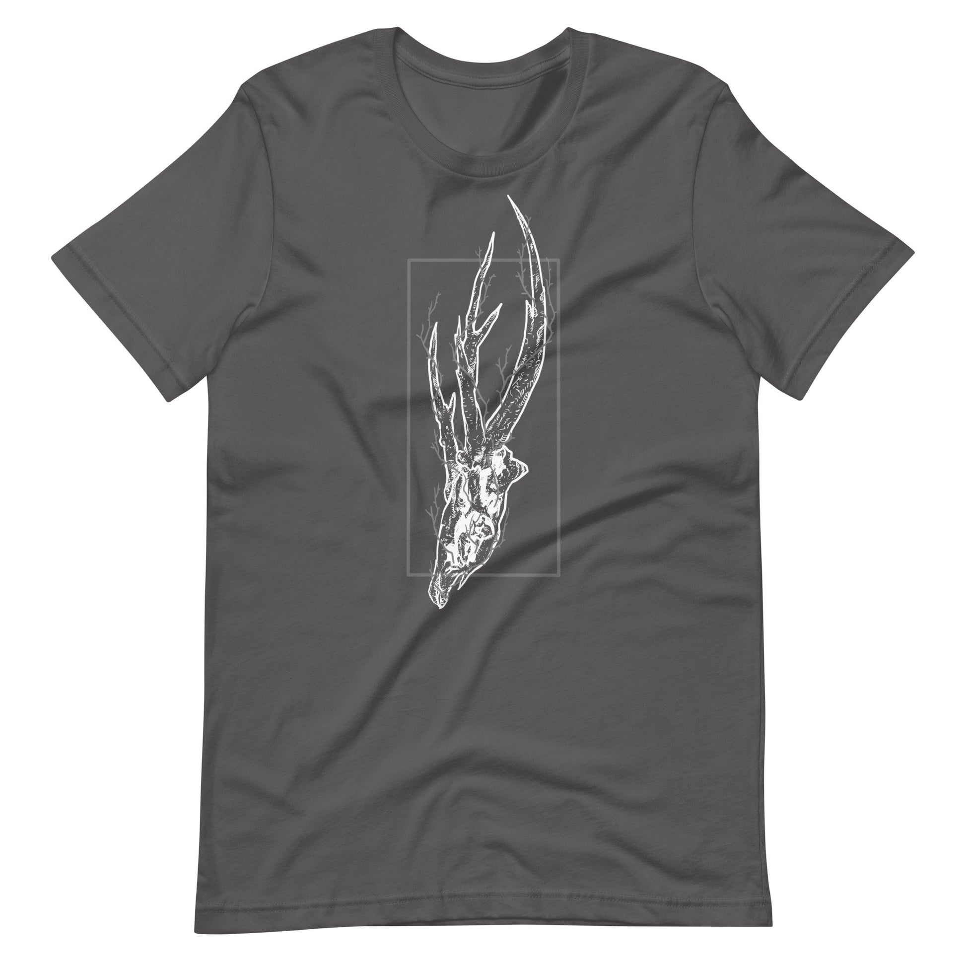 Deer Skull Tree White - Men's t-shirt - Asphalt Front