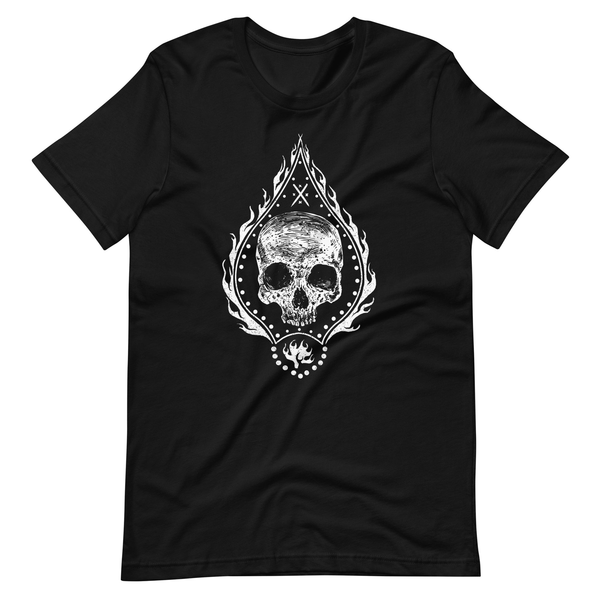 Fire Skull White - Men's t-shirt - Black Front