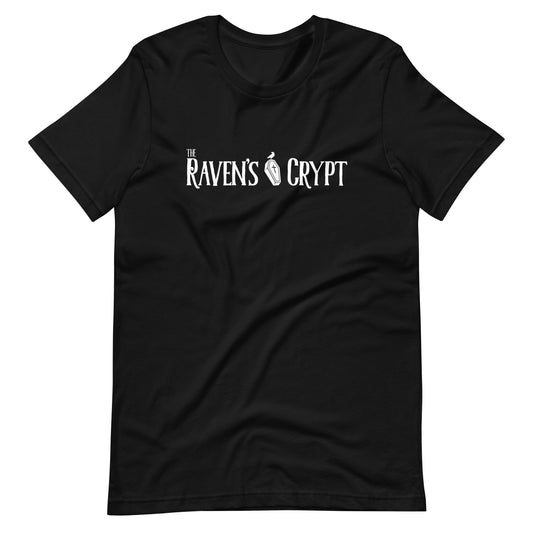 The Raven's Crypt White Logo - Unisex t-shirt - Black Front