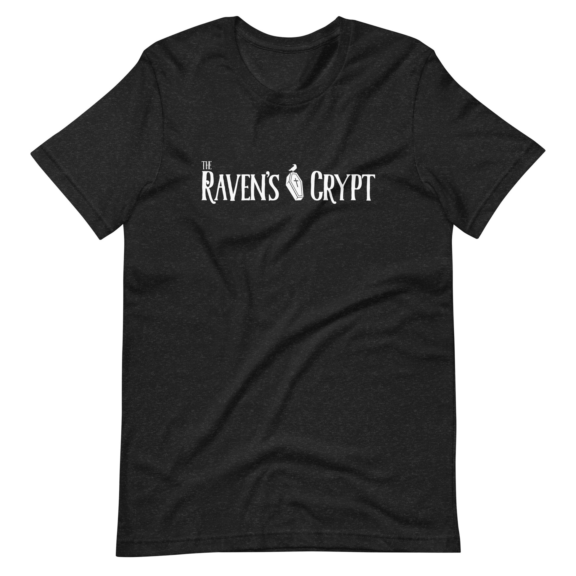 The Raven's Crypt White Logo - Unisex t-shirt - Black Heather Front