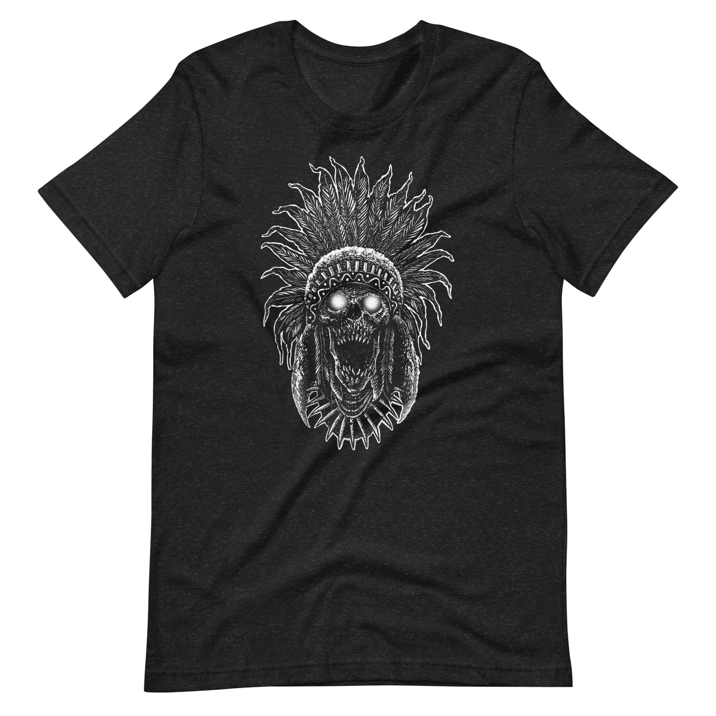 Tribe Skull White - Unisex t-shirt - Black Heather Front