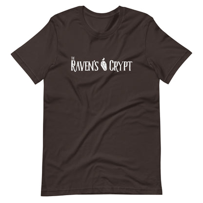 The Raven's Crypt White Logo - Unisex t-shirt - Brown Front