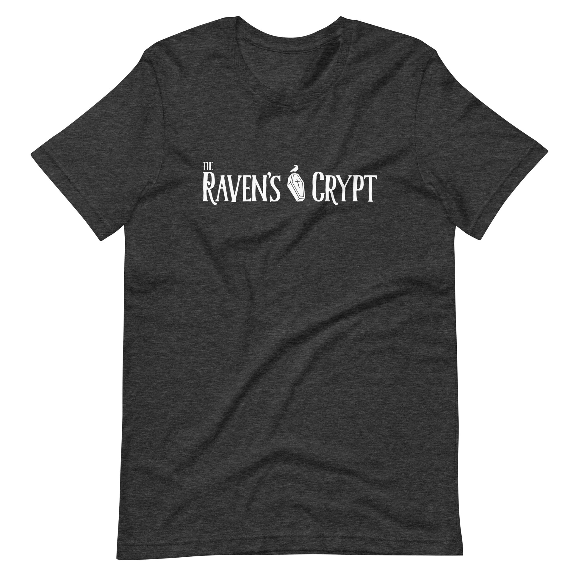 The Raven's Crypt White Logo - Unisex t-shirt - Dark Grey Heather Front