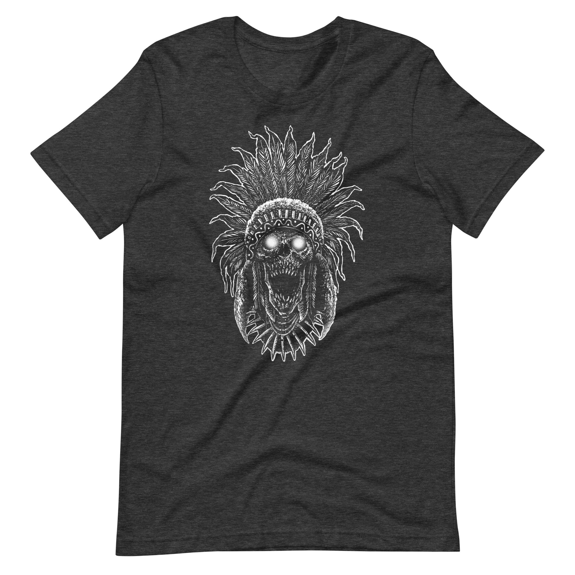 Tribe Skull White - Unisex t-shirt - Dark Grey Heather Front