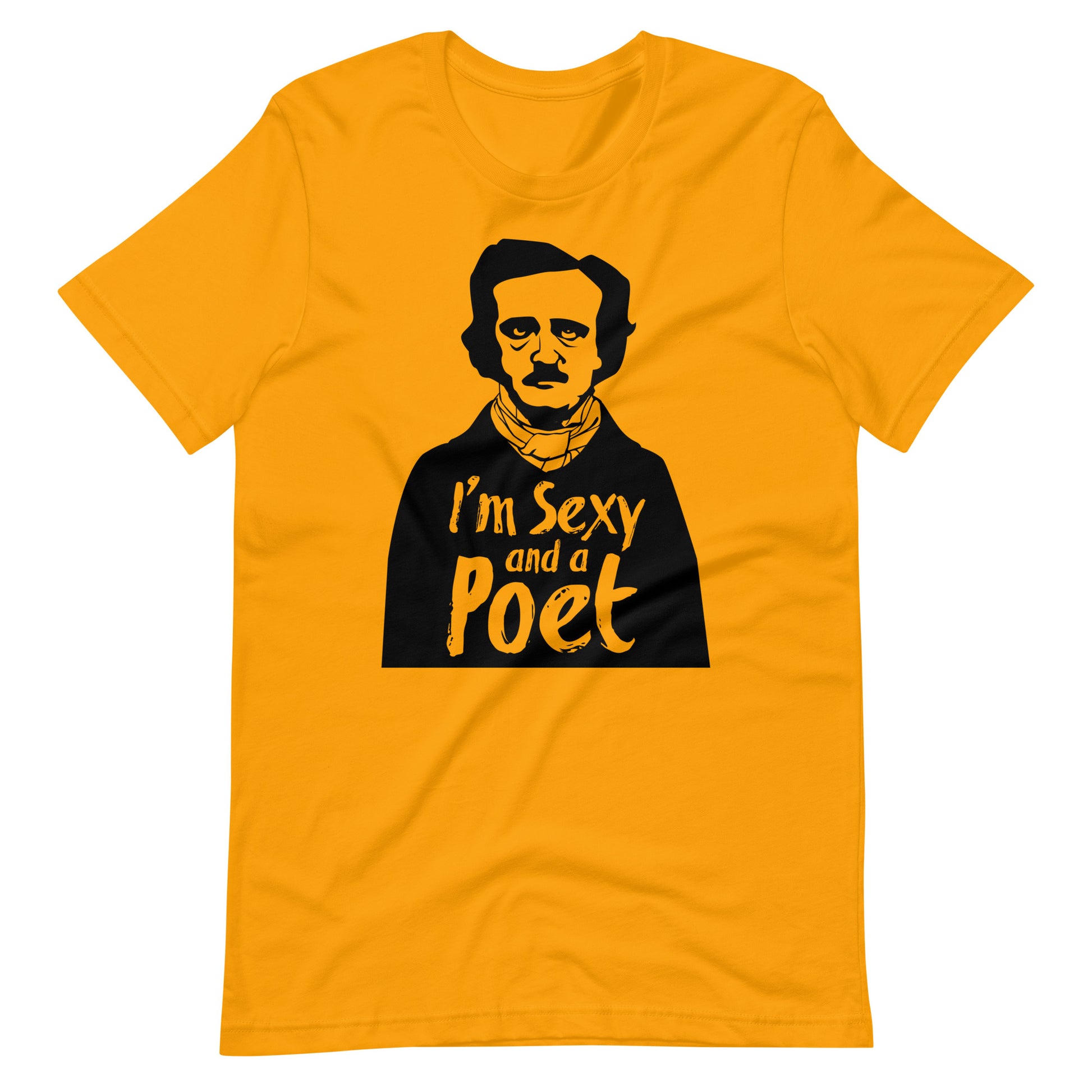 Women's Edgar Allan Poe "I'm Sexy and a Poet" t-shirt - Gold Front