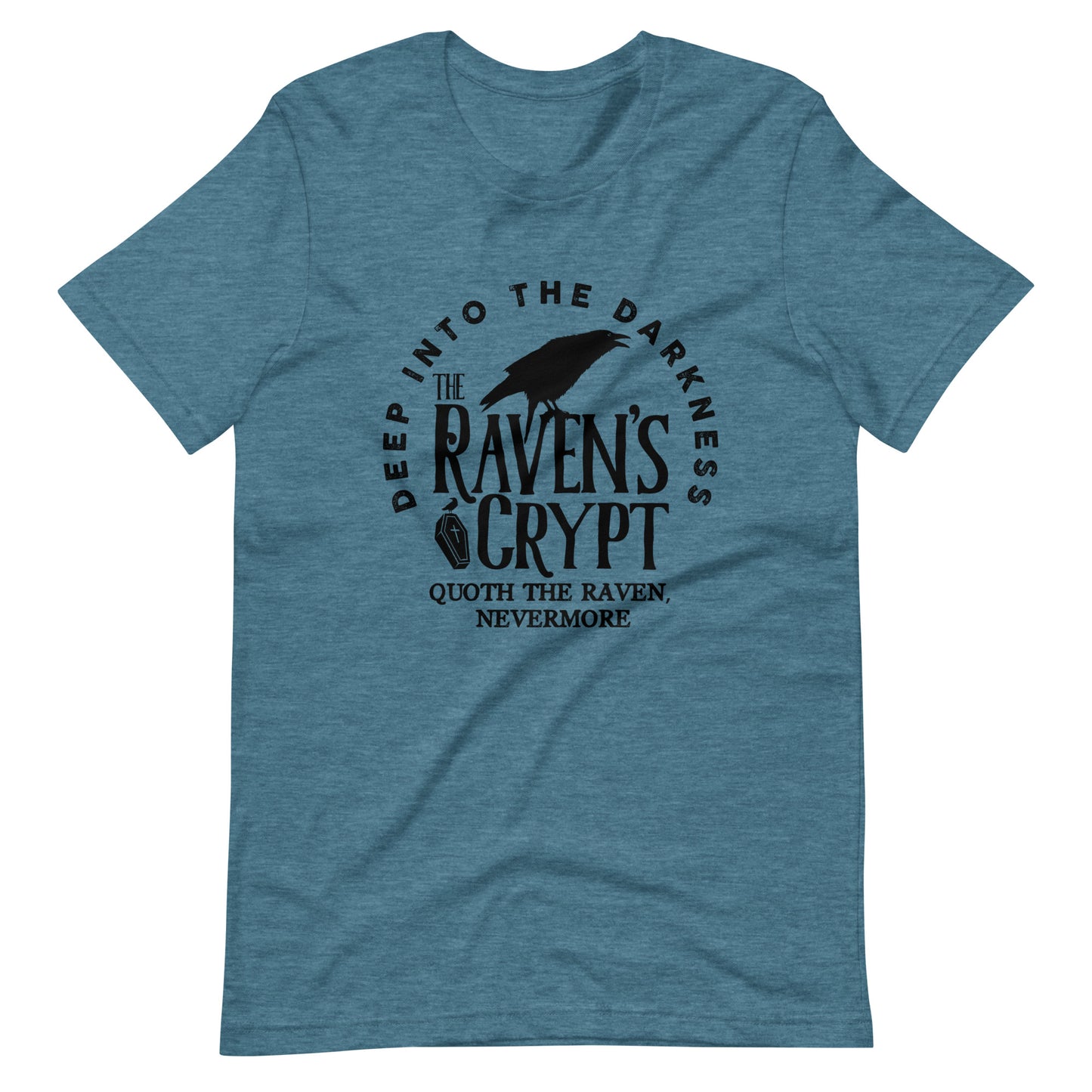 Deep Into the Darkness The Raven's Crypt - Men's t-shirt- Heather Deep Teal Front