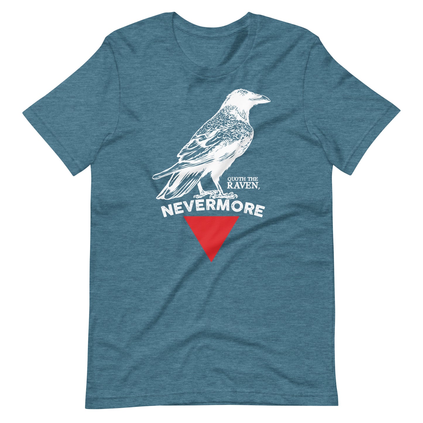 The Raven Nevermore Triangle - Men's t-shirt - Heather Deep Teal Front