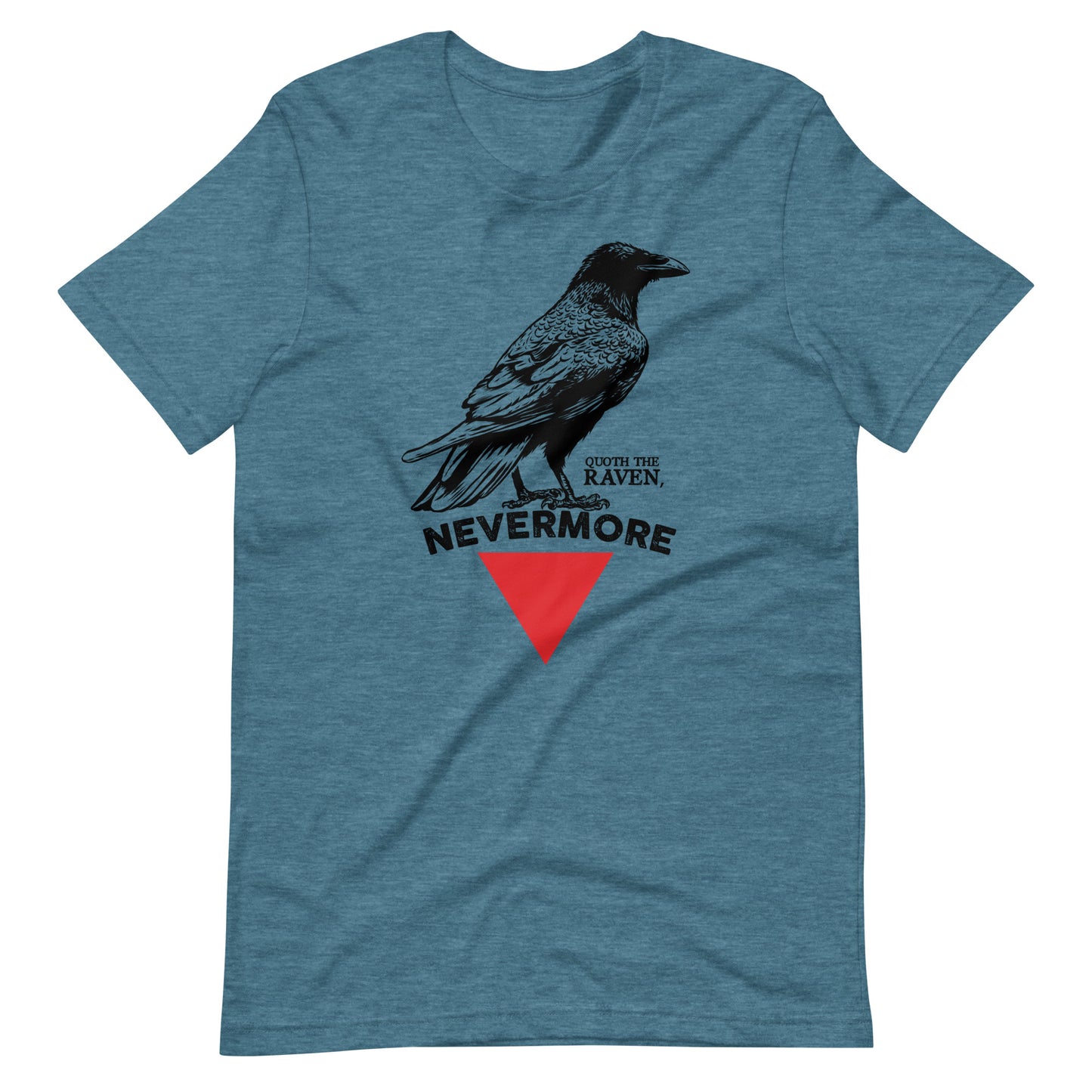 The Raven Nevermore Triangle - Men's t-shirt - Heather Deep Teal Front