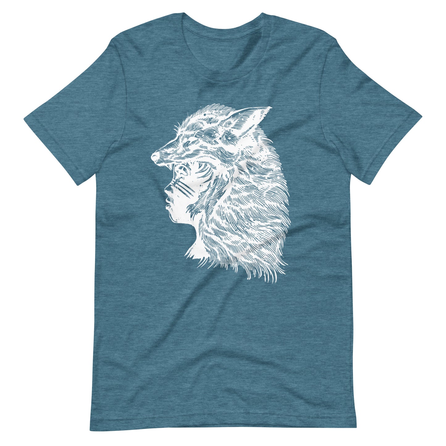 Fox Girl White - Men's t-shirt - Heather Deep Teal Front