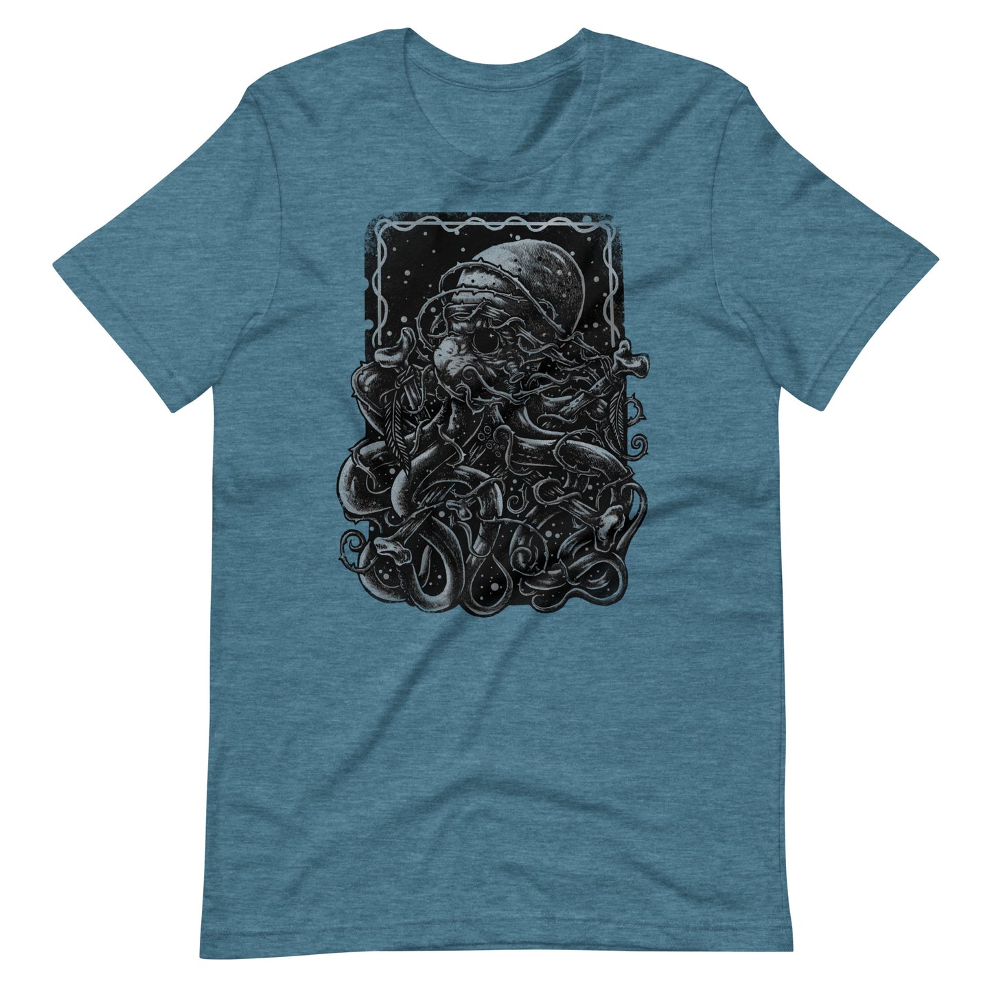 Spiny Octopus Black - Men's t-shirt - Heather Deep Teal Front