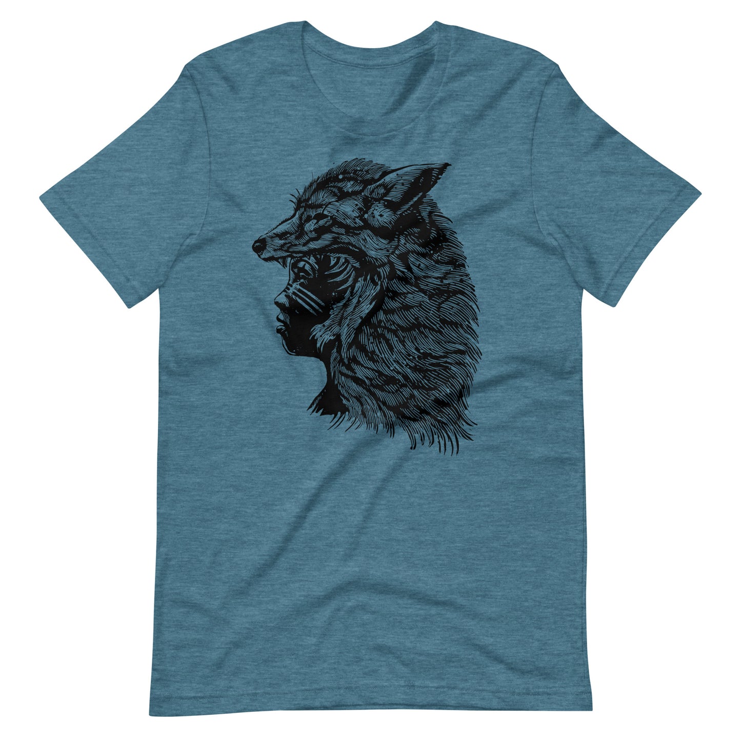 Fox Girl Black - Men's t-shirt - Heather Deep Teal Front