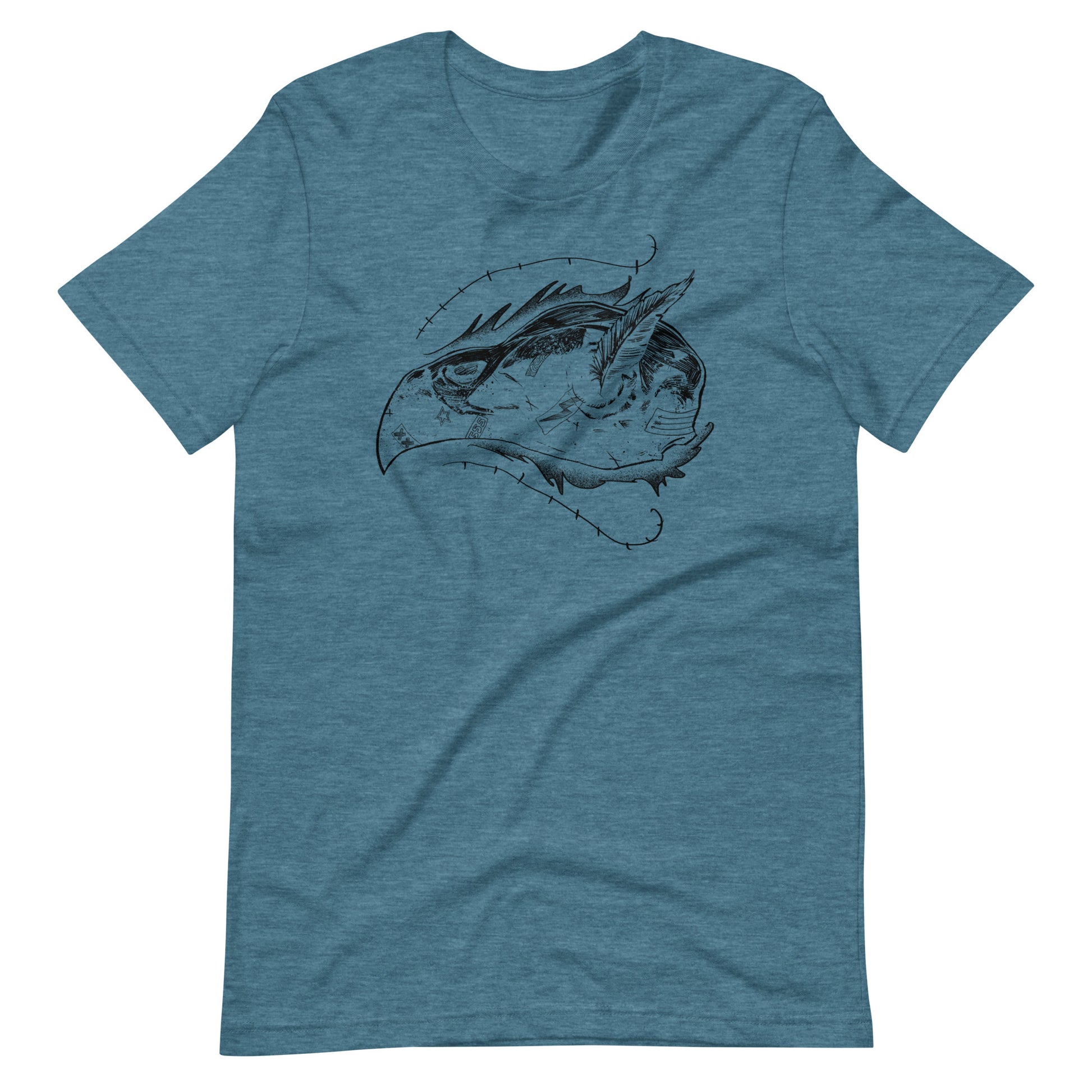 Skull Bird Black - Men's t-shirt - Heather Deep Teal Front