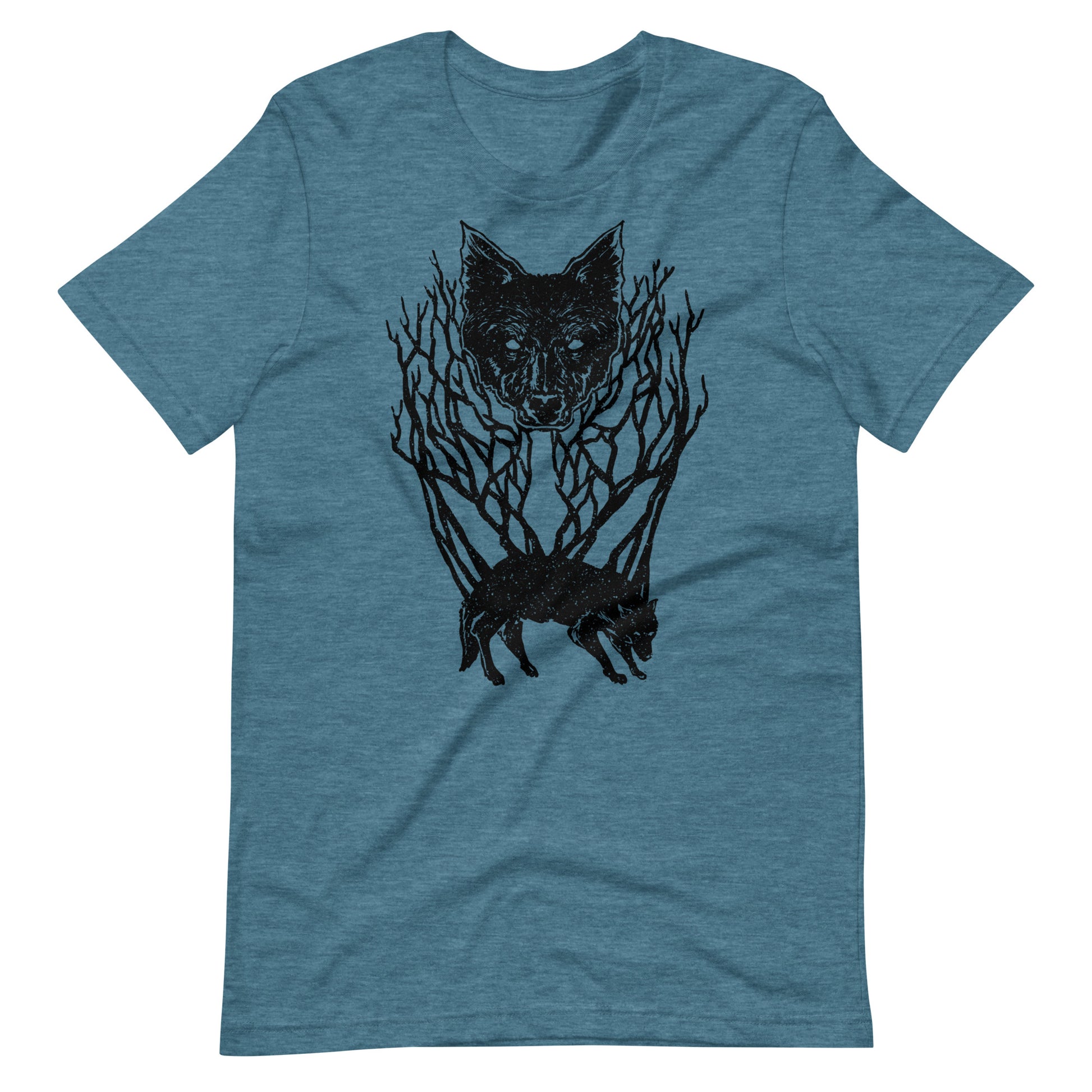 Wolf Tree Black - Men's t-shirt - Heather Deep Teal Front