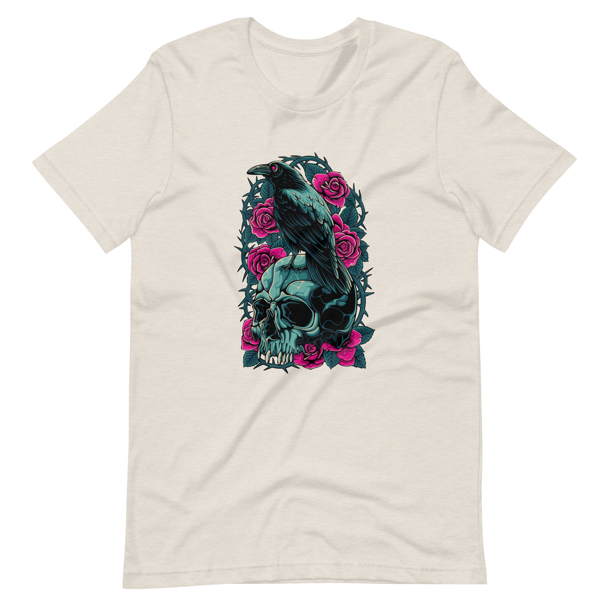 The Raven's Crypt Raven on Skull - Men's t-shirt Heather Dust Front