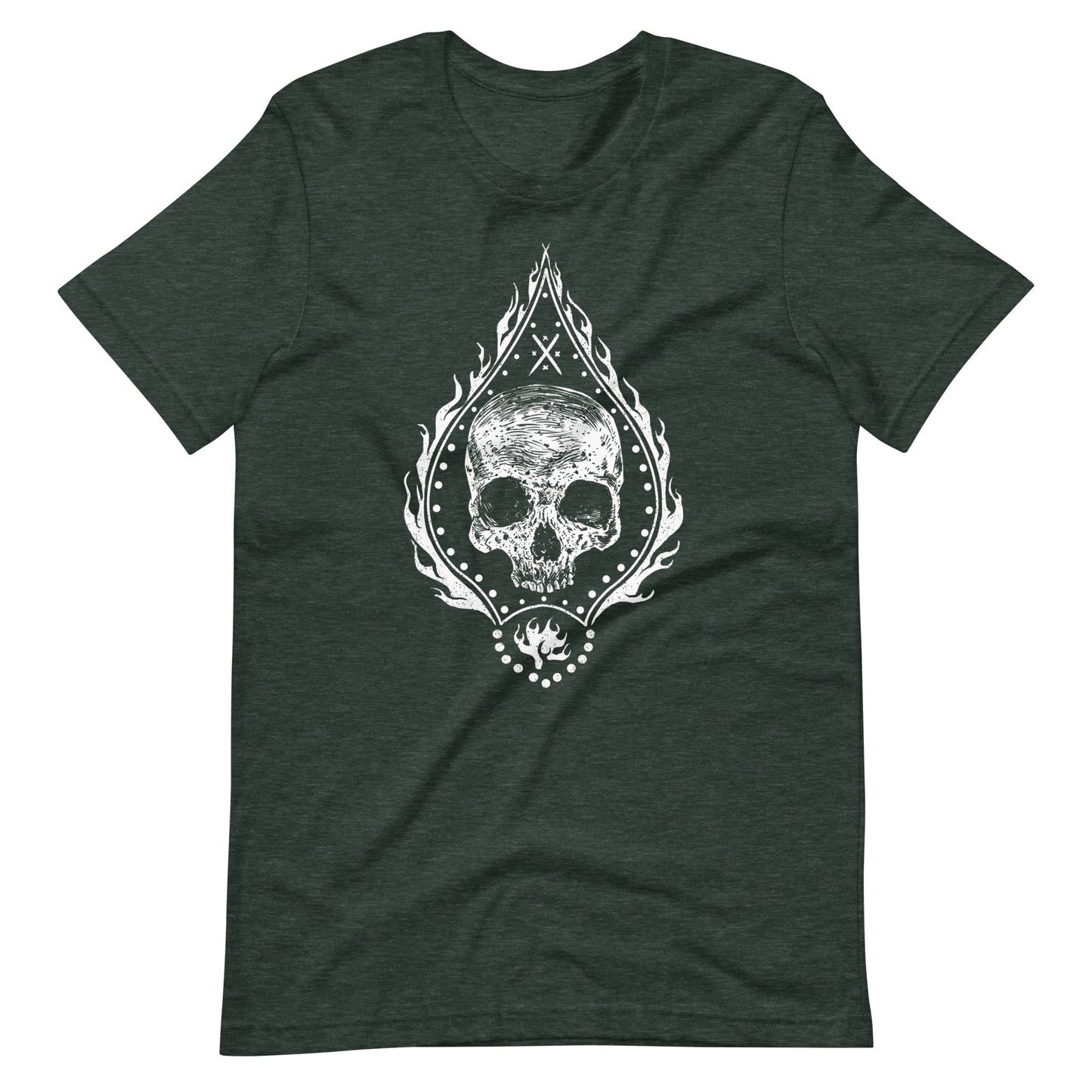 Fire Skull White - Men's t-shirt - Heather Forest Front
