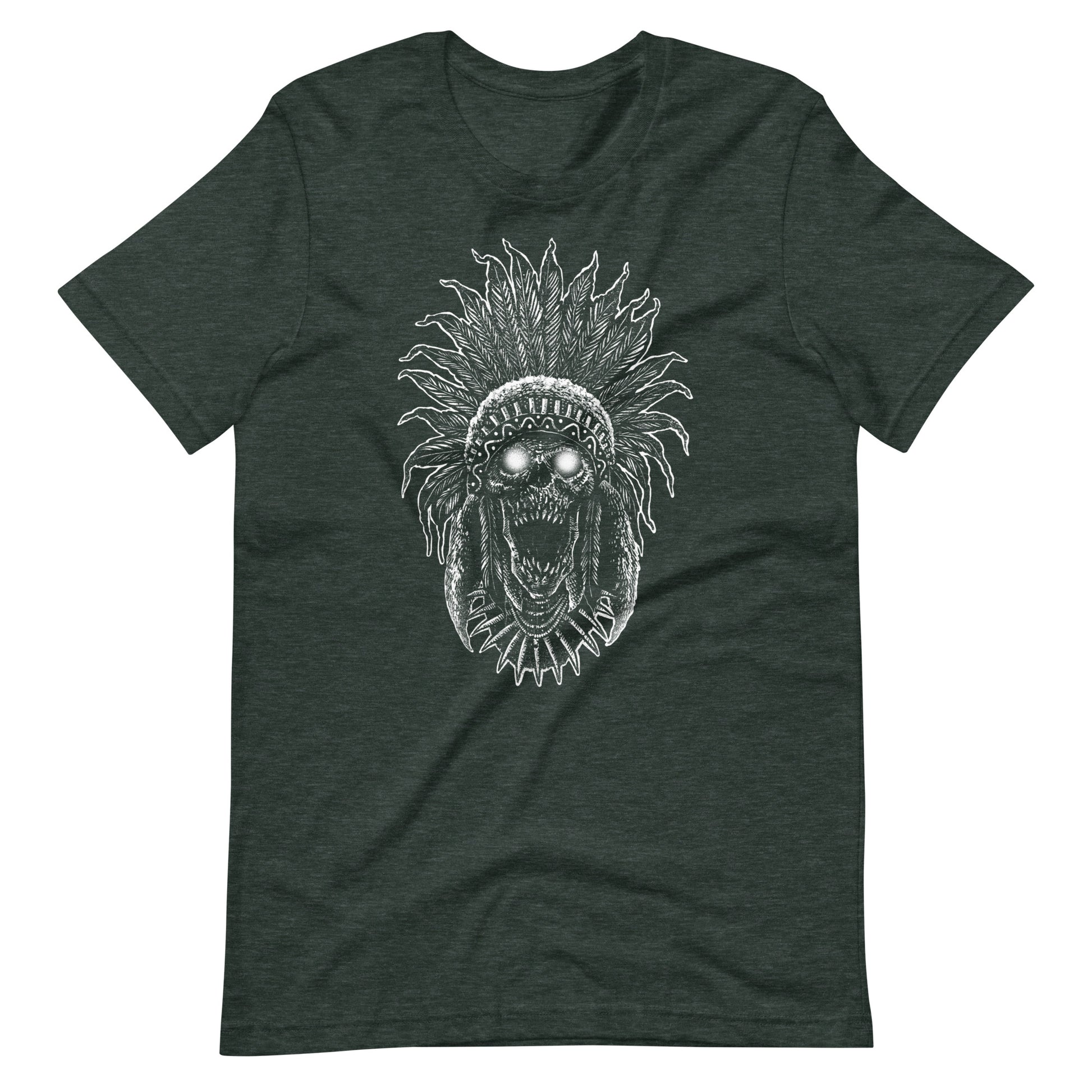 Tribe Skull White - Unisex t-shirt - Heather Forest Front