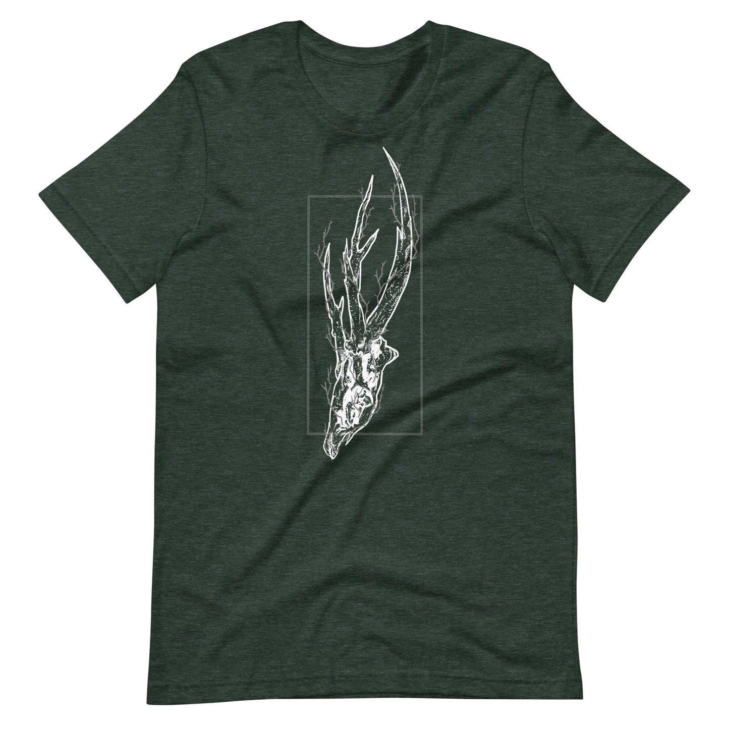 Deer Skull Tree White - Men's t-shirt - Heather Forest Front
