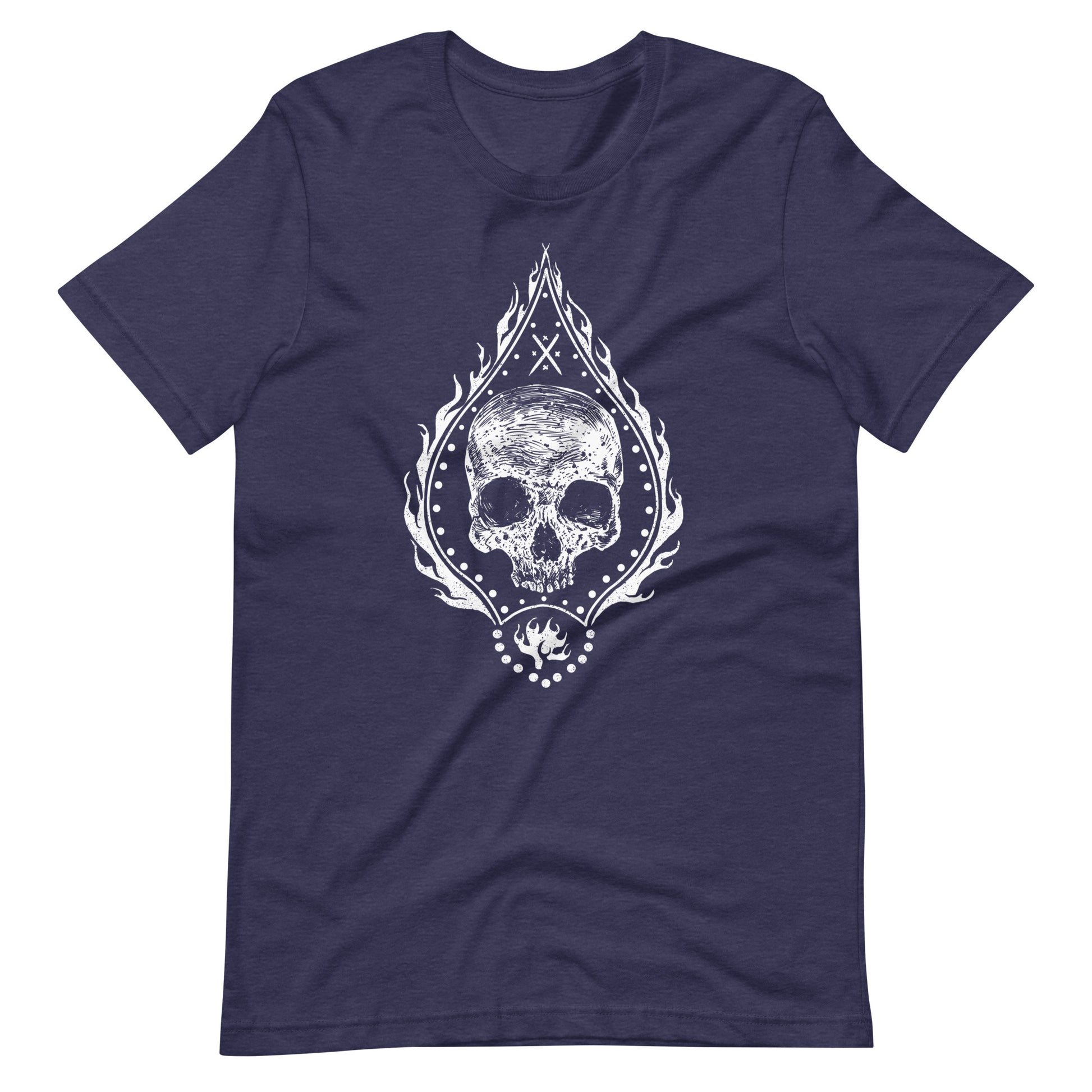 Fire Skull White - Men's t-shirt - Heather Midnight Navy Front