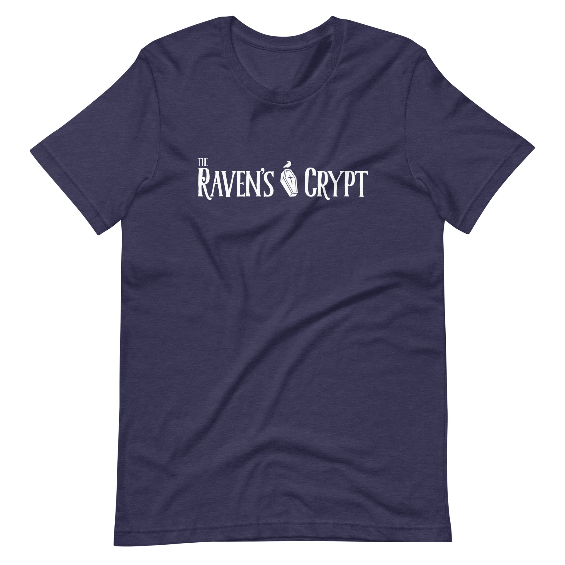 The Raven's Crypt White Logo - Unisex t-shirt - Heather Midnight Navy Front