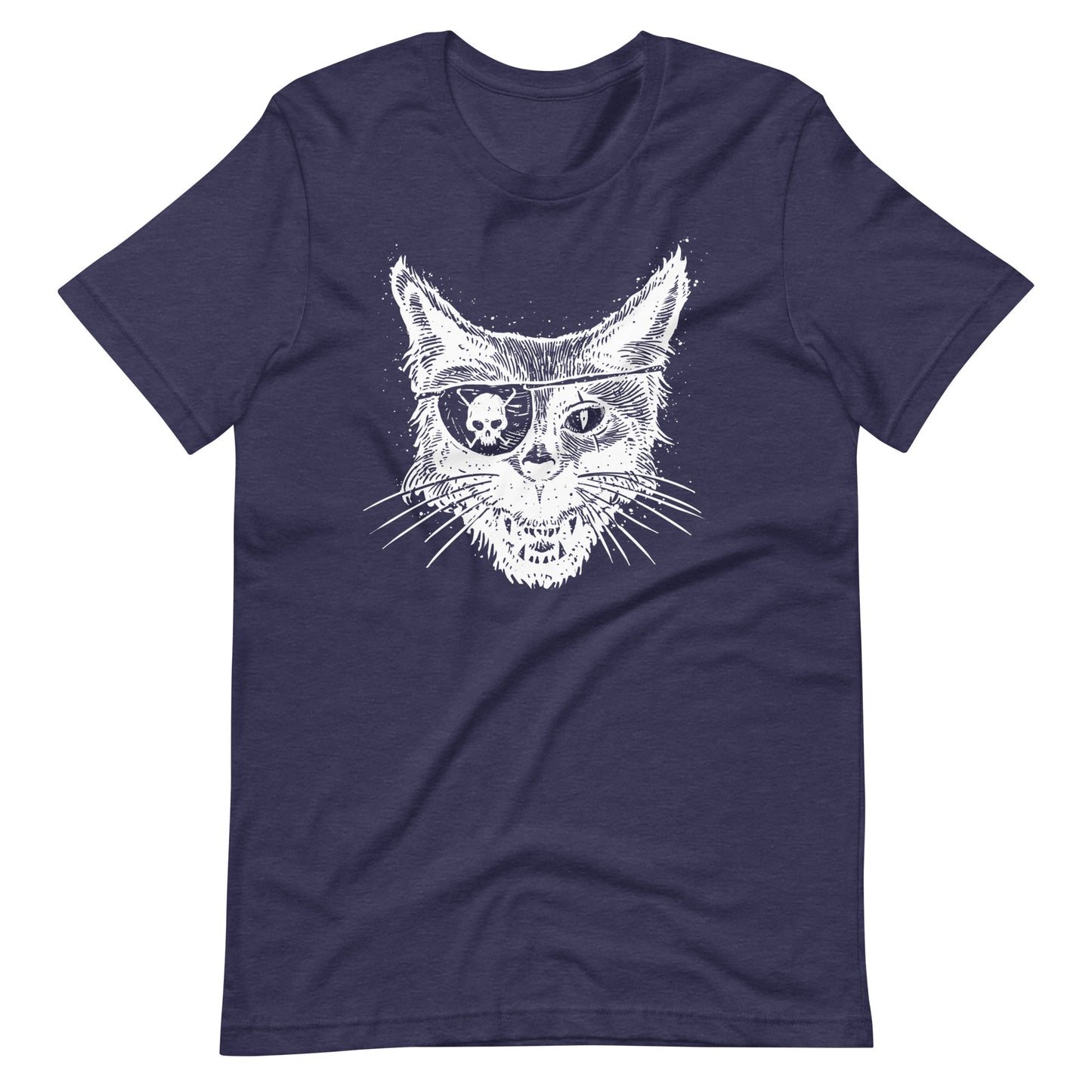 Cat Skull Eye White - Unisex t-shirt - Heather Midnight Navy Front