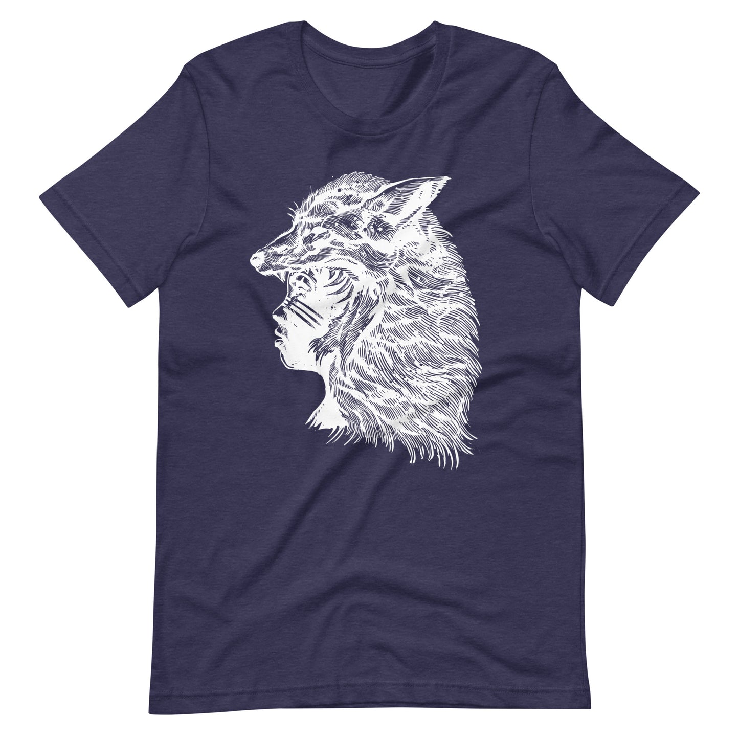 Fox Girl White - Men's t-shirt - Heather Midnight Navy Front